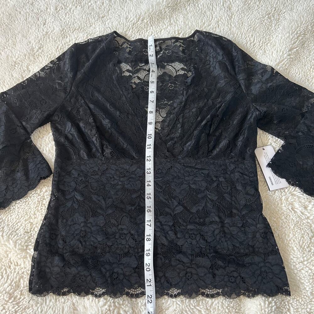 NWT Guess Womens Lace V Neck Long Sleeve in Black Size Large - Picture 5 of 8
